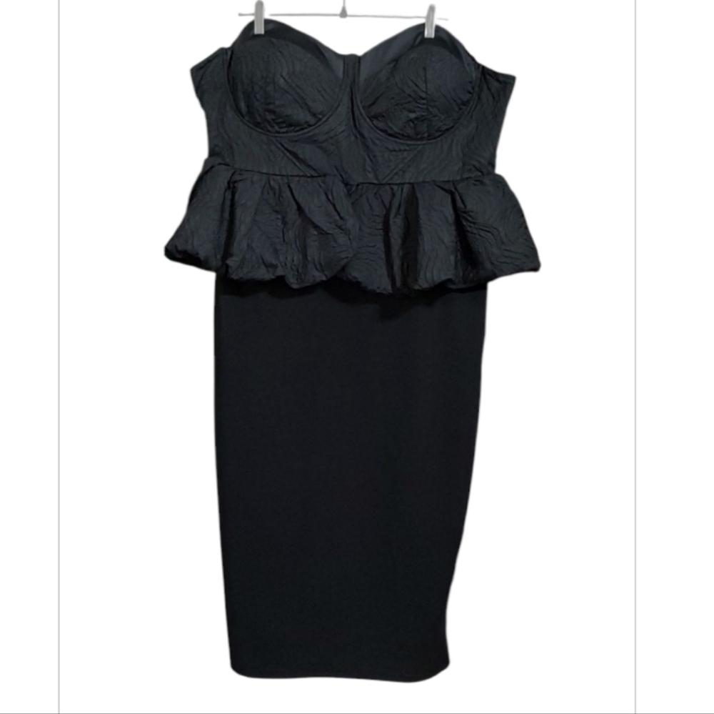 Rebdolls Black Strapless Peplum Dress Size 4X